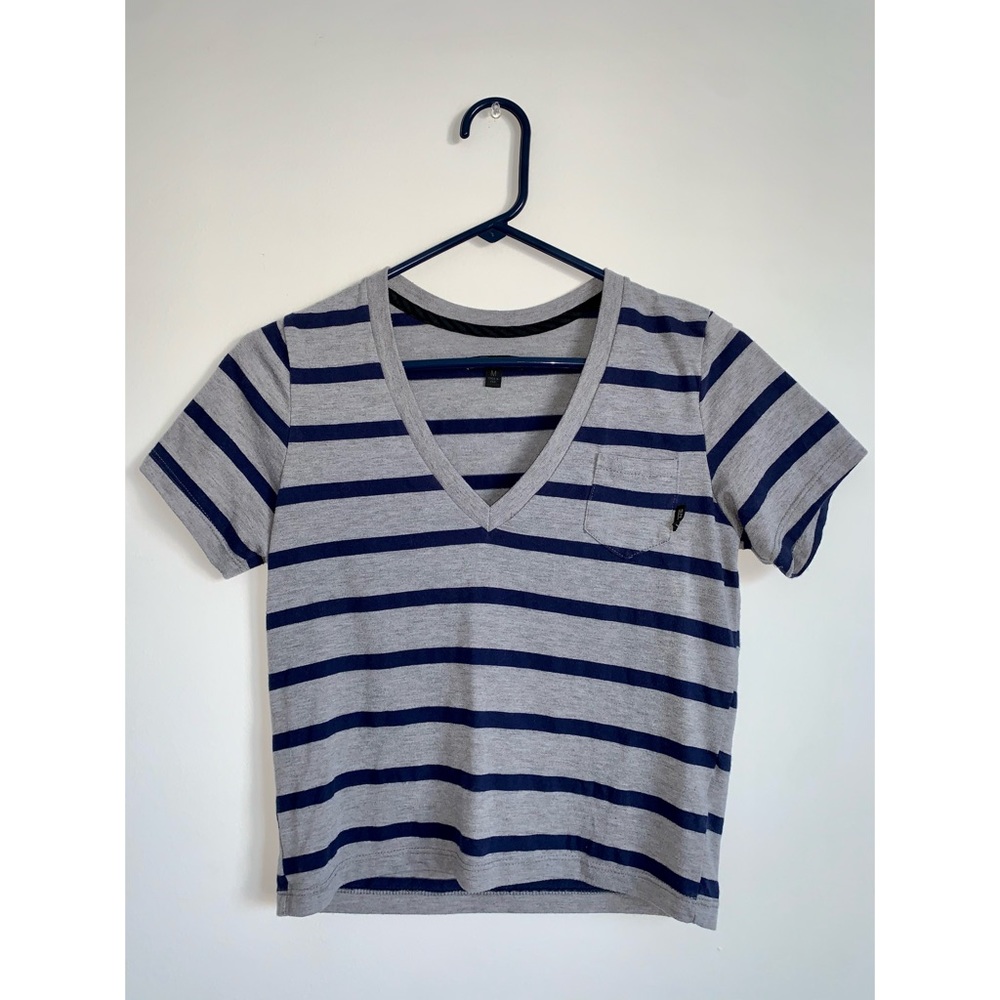 Blue and Grey Stripped Vans Cropped T-Shirt